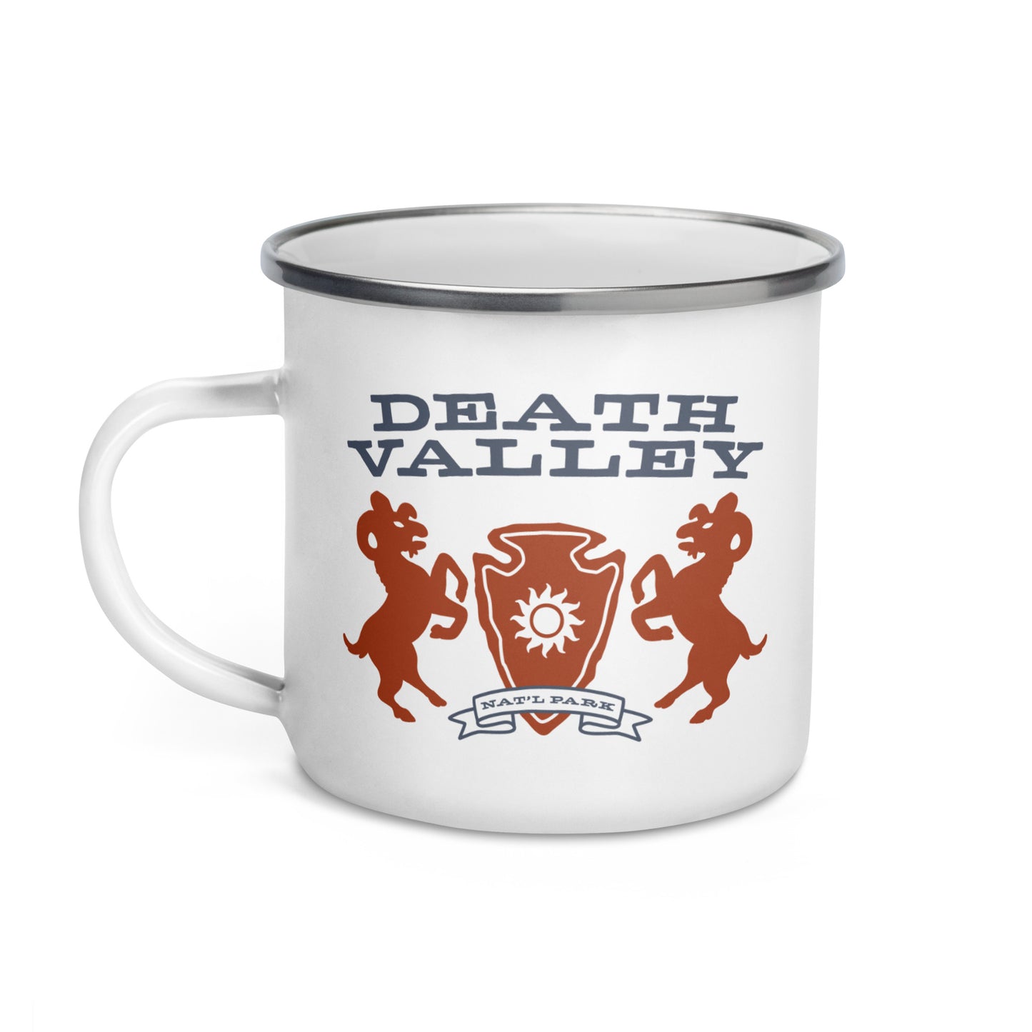 Death Valley National Park Heraldry Enamel Camp Mug Front