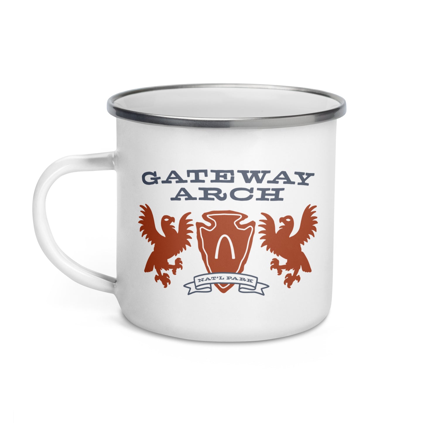 Gateway Arch National Park Heraldry Enamel Camp Mug Front