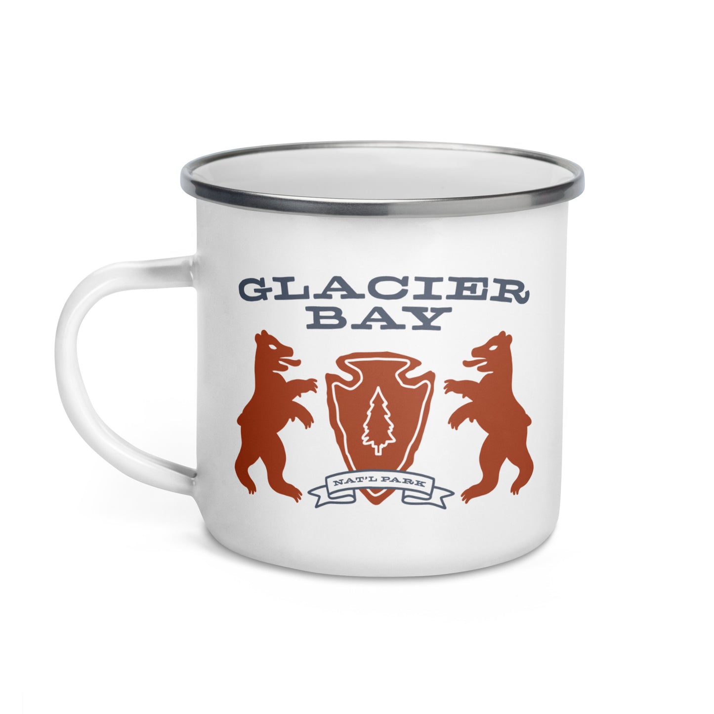 Glacier Bay National Park Heraldry Enamel Camp Mug Front