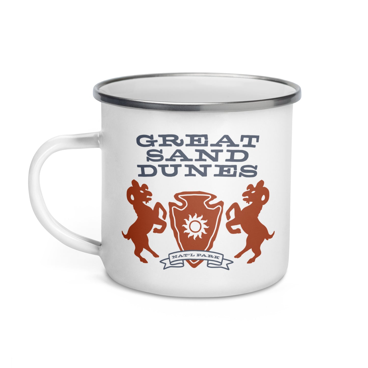 Great Sand Dunes National Park Heraldry Enamel Camp Mug Front