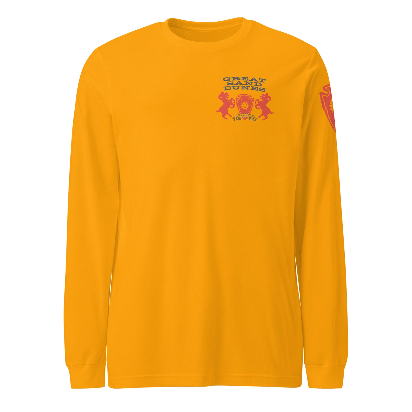 Great Sand Dunes National Park Heraldry Long Sleeve Shirt Gold Front