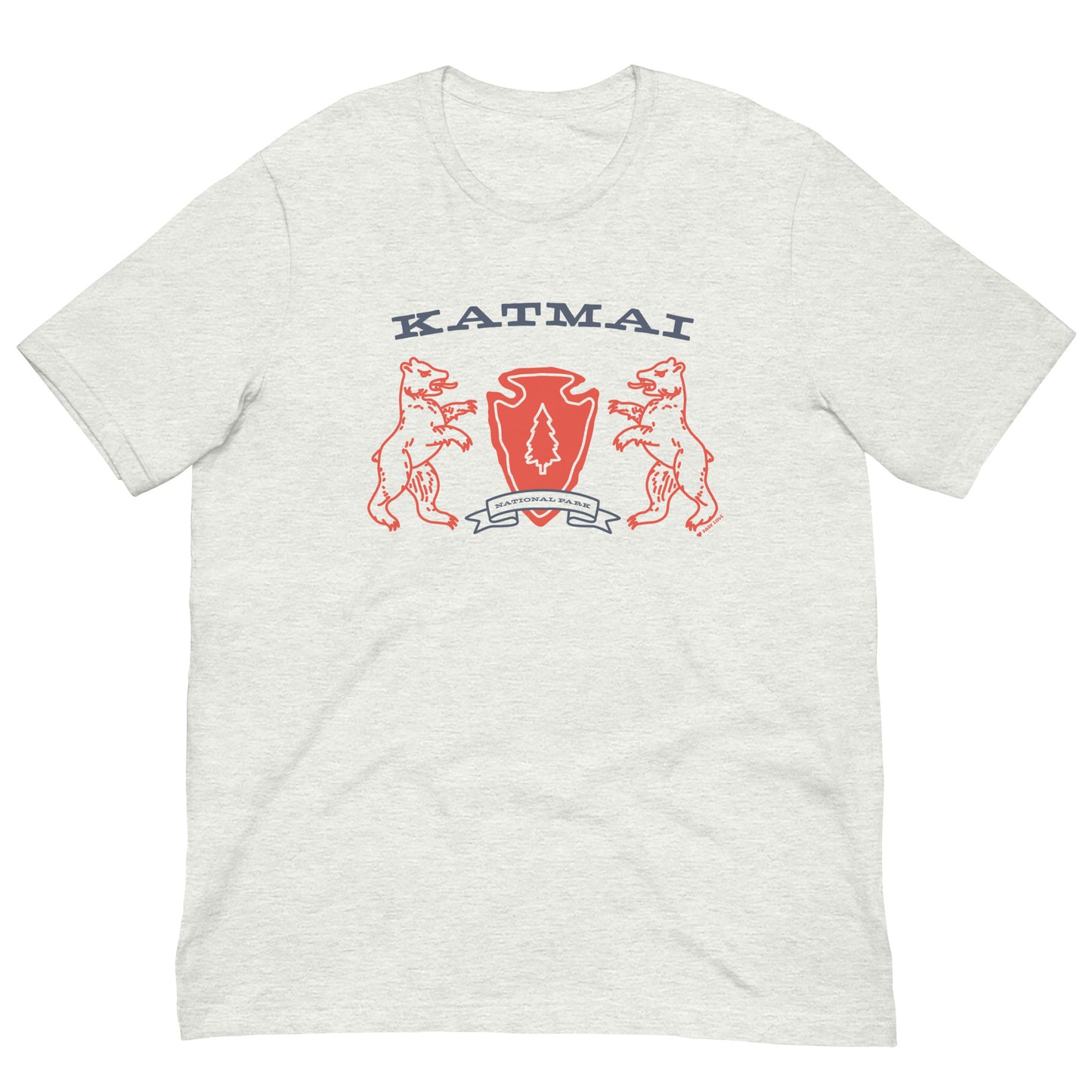 Katmai National Park Heraldry Arrowhead Tee Shirt Gray