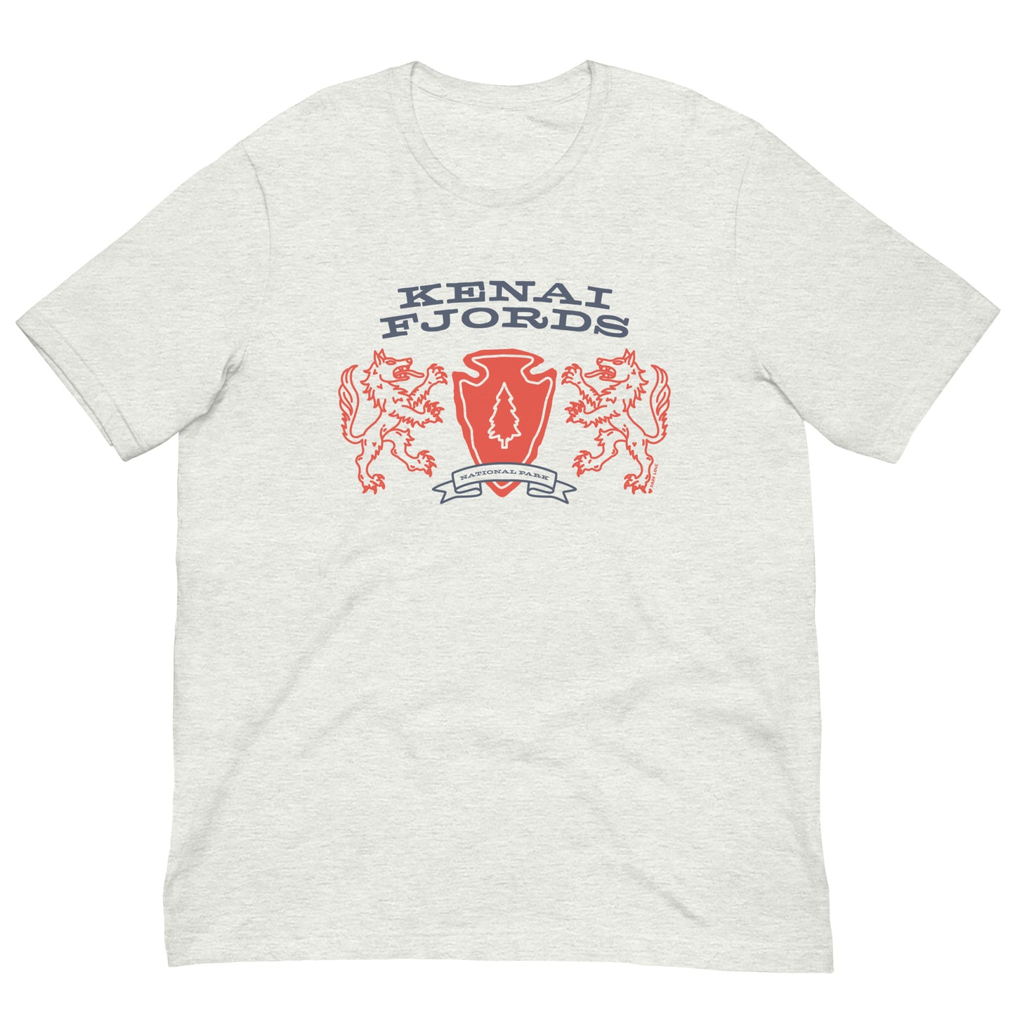 Kenai Fjords National Park Heraldry Arrowhead Tee Shirt Gray