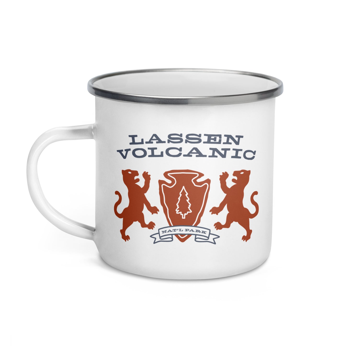 Lassen Volcanic National Park Heraldry Enamel Camp Mug Front