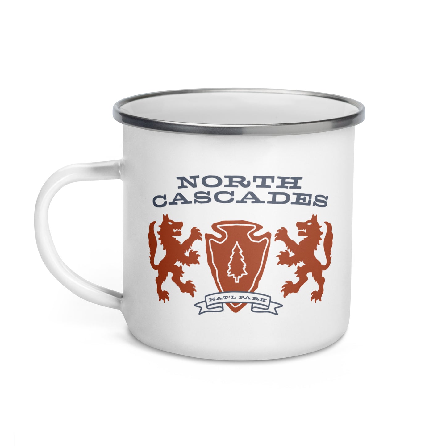 North Cascades National Park Heraldry Enamel Camp Mug Front
