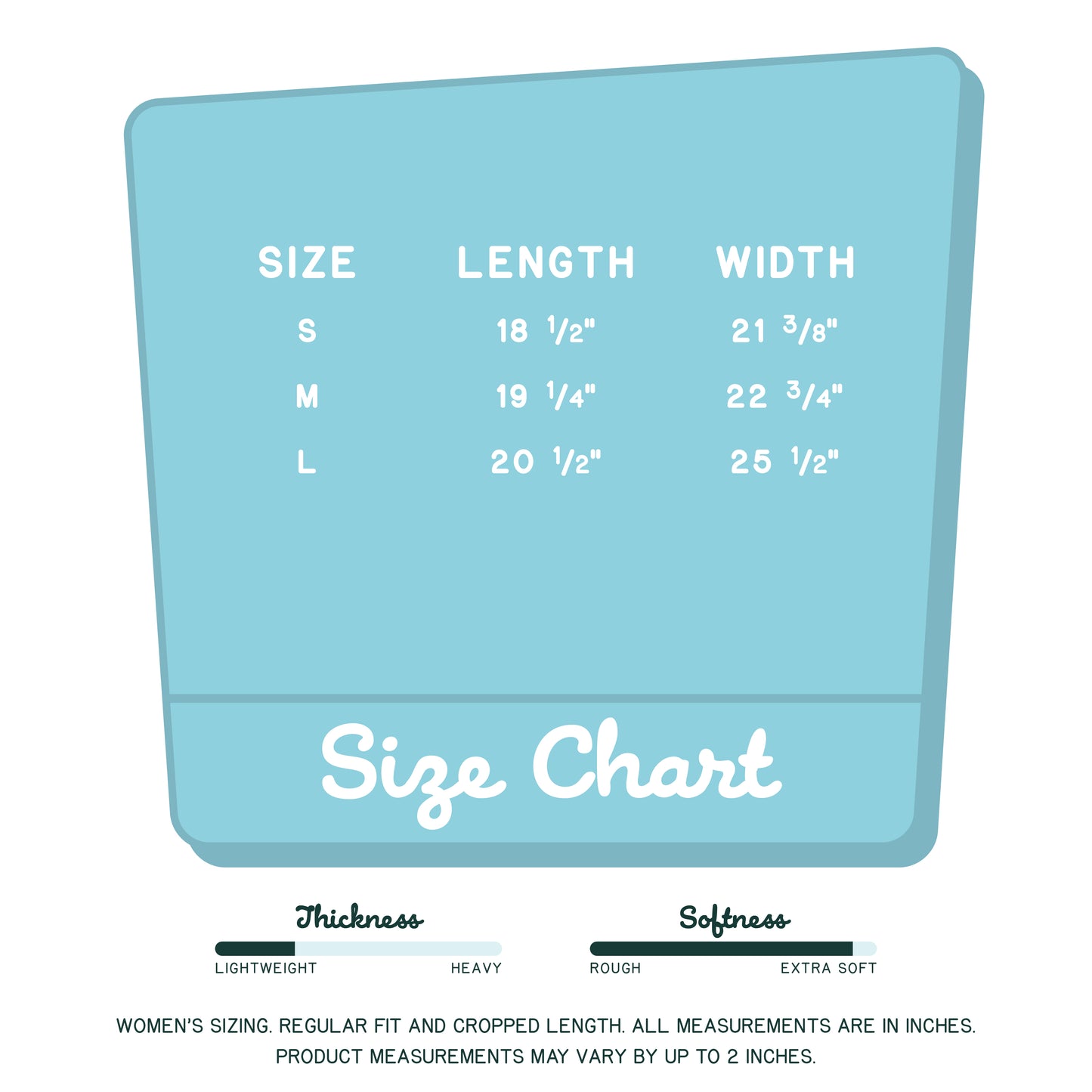 Size Chart Cropped Sweatshirt Bella Canvas 7503