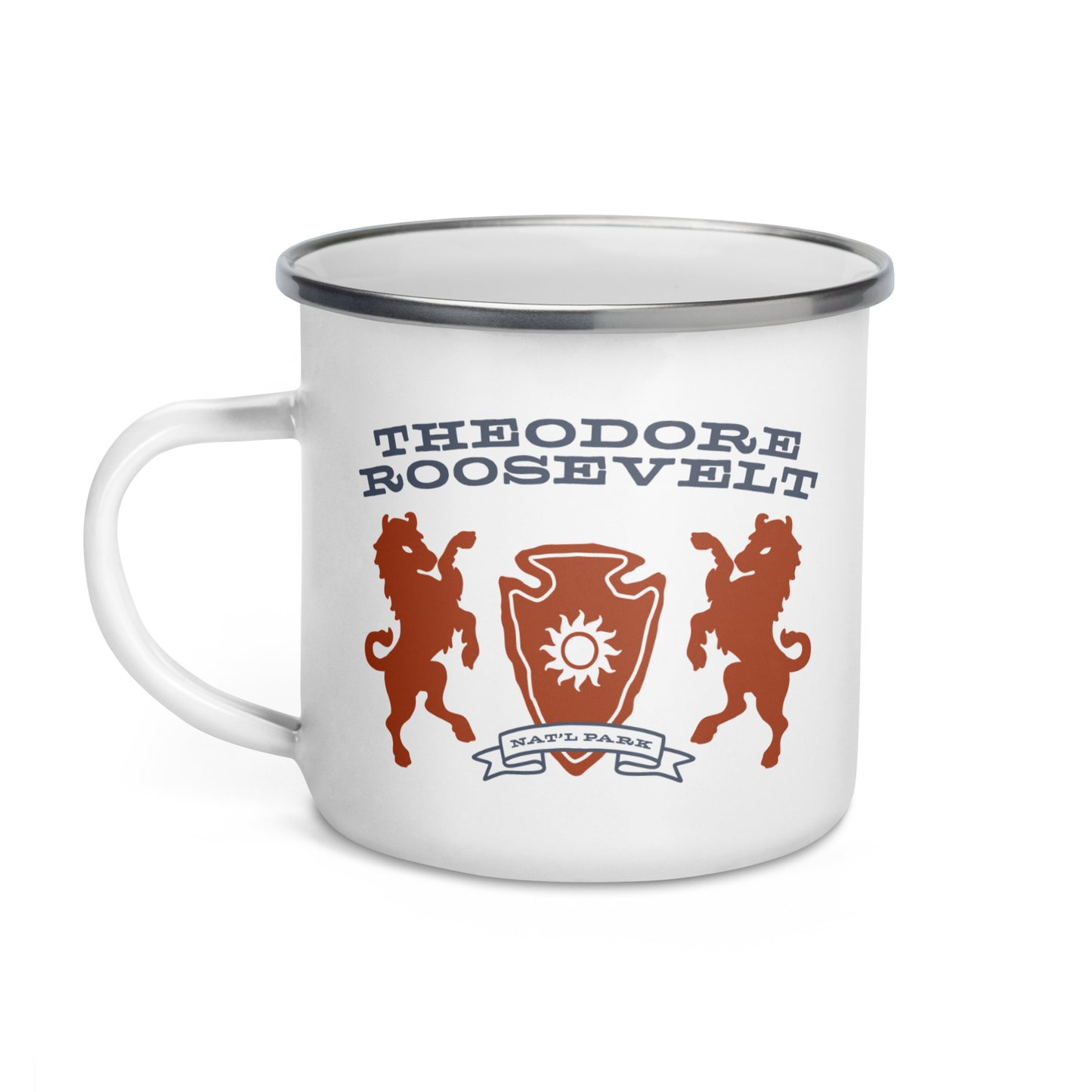 Theodore Roosevelt National Park Heraldry Enamel Camp Mug Front