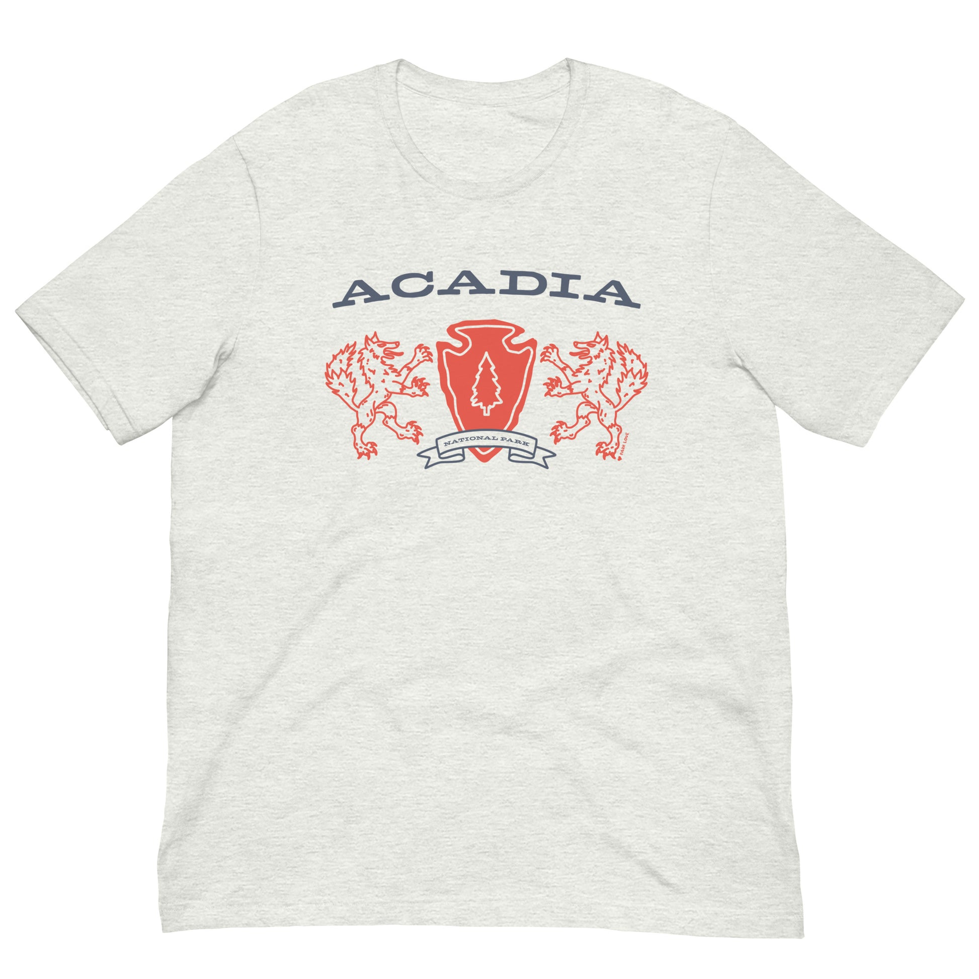 Acadia National Park Heraldry Arrowhead Tee Shirt Gray