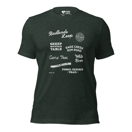 Badlands National Park Destinations Tee Shirt Green