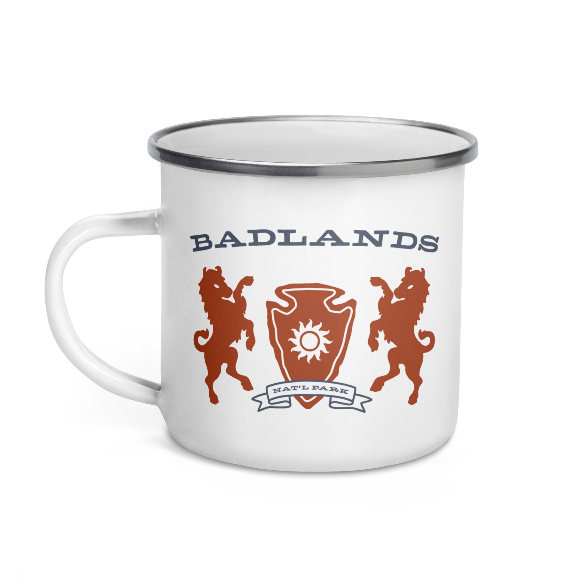 Badlands National Park Heraldry Enamel Camp Mug Front
