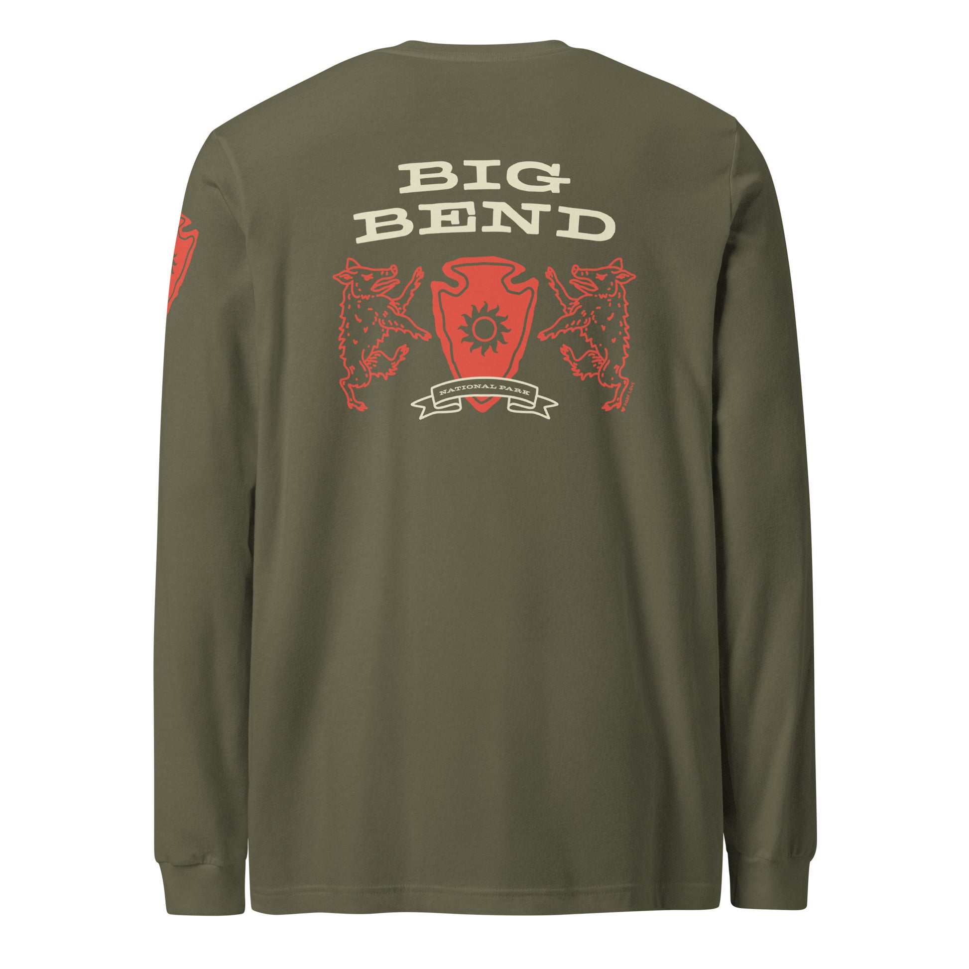 Big Bend National Park Heraldry Long Sleeve Shirt Green Back