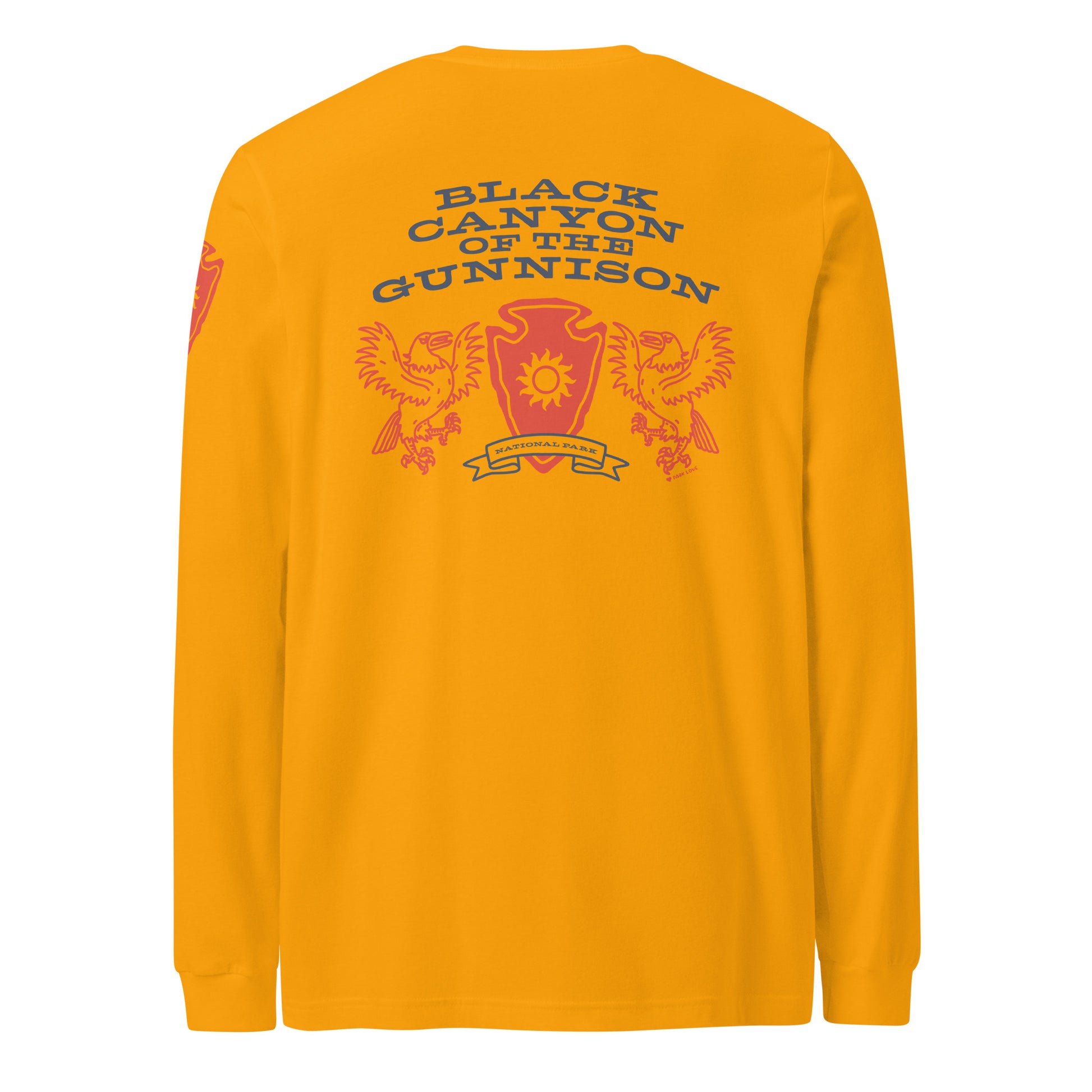 Black Canyon Gunnison National Park Heraldry Long Sleeve Shirt Gold Back