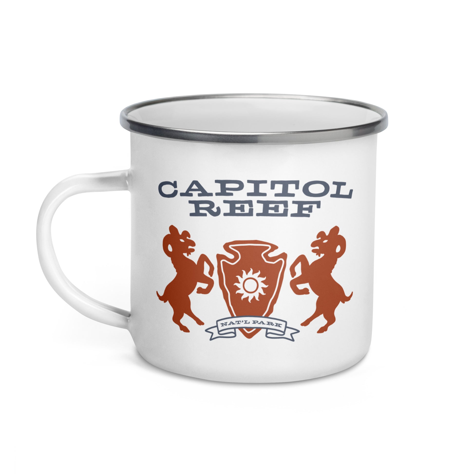 Capitol Reef National Park Heraldry Enamel Camp Mug Front
