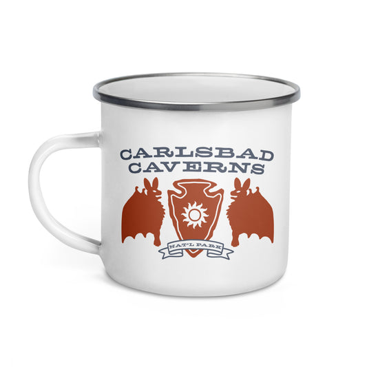 Carlsbad Caverns National Park Heraldry Enamel Camp Mug Front
