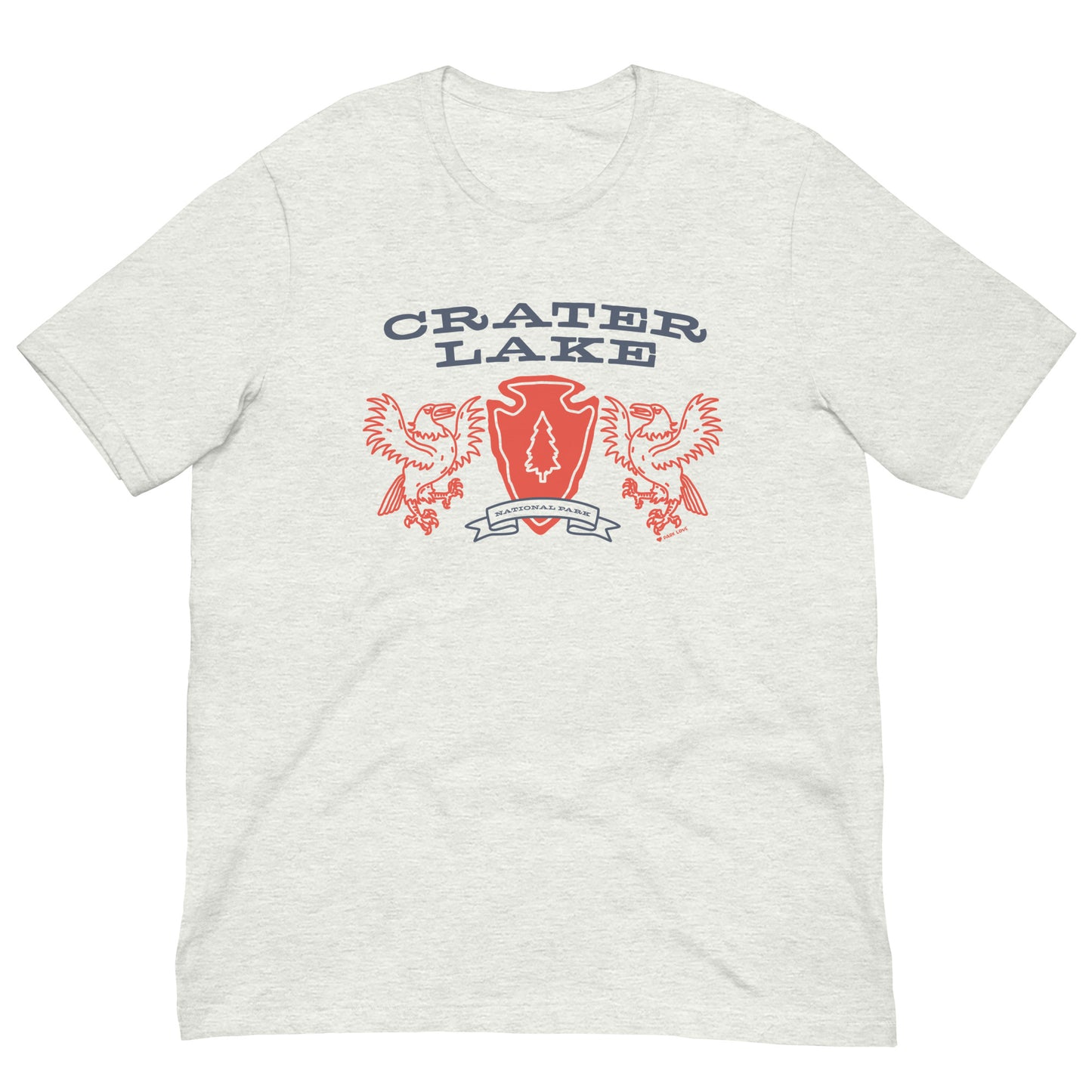 Crater Lake National Park Heraldry Arrowhead Tee Shirt Gray
