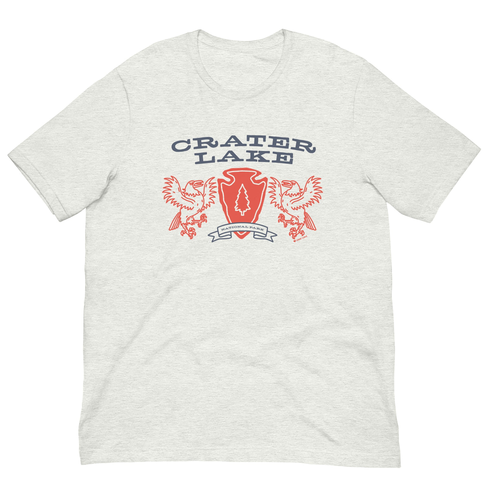 Crater Lake National Park Heraldry Arrowhead Tee Shirt Gray