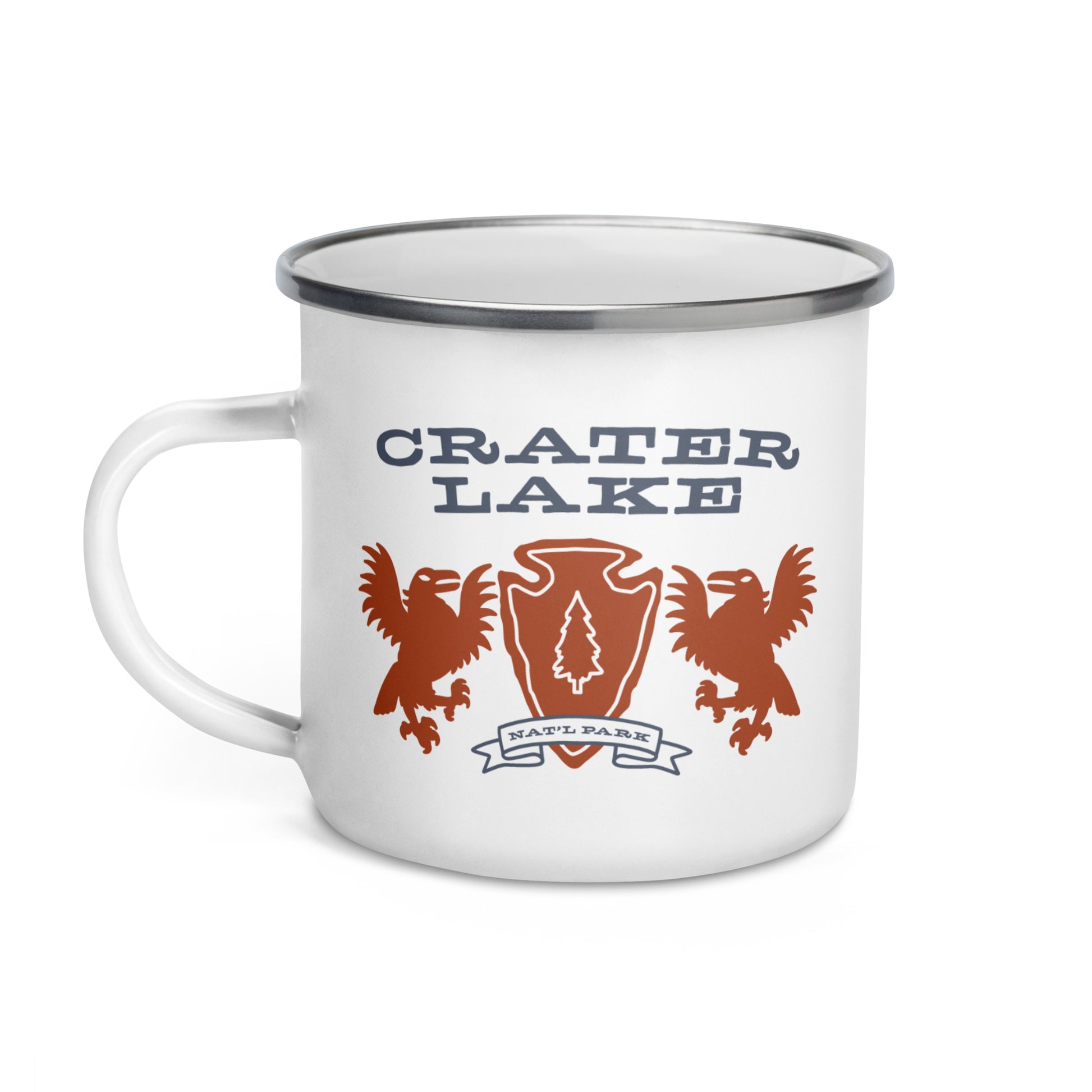 Crater Lake National Park Heraldry Enamel Camp Mug Front