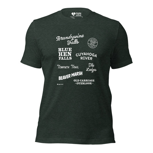 Cuyahoga Valley National Park Destinations Tee Shirt Green