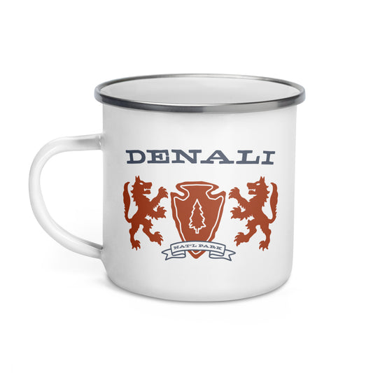 Denali National Park Heraldry Enamel Camp Mug Front