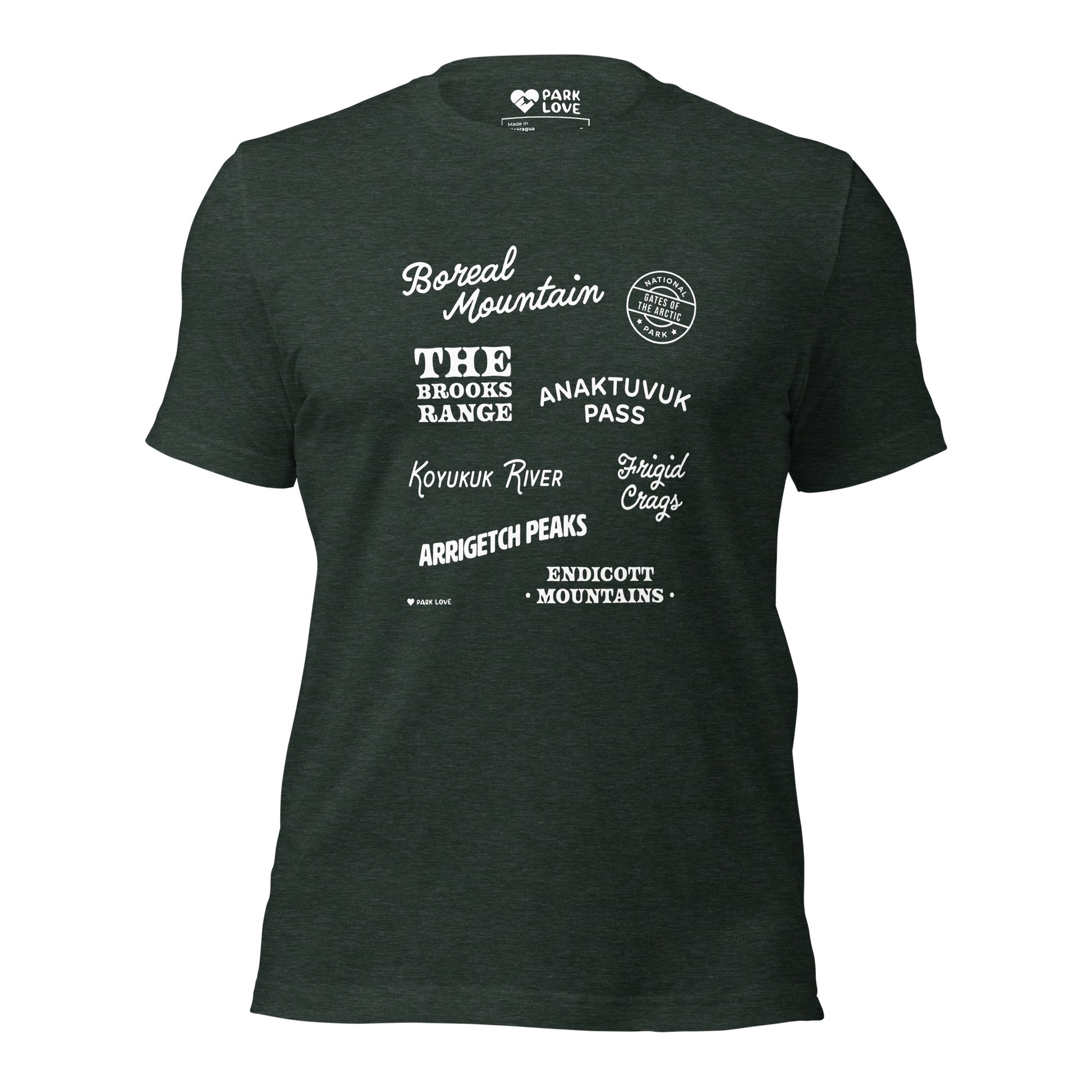 Gates Arctic National Park Destinations Tee Shirt Green