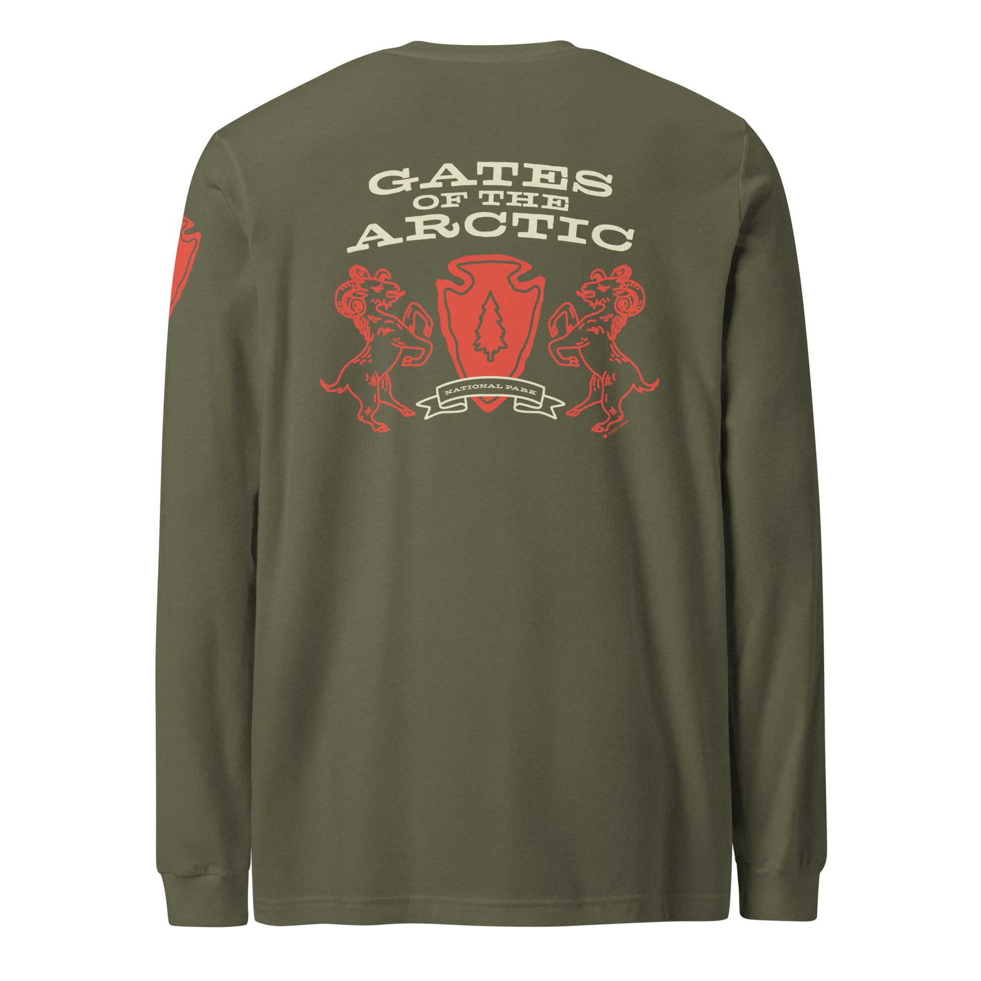 Gates Arctic National Park Heraldry Long Sleeve Shirt Green Back