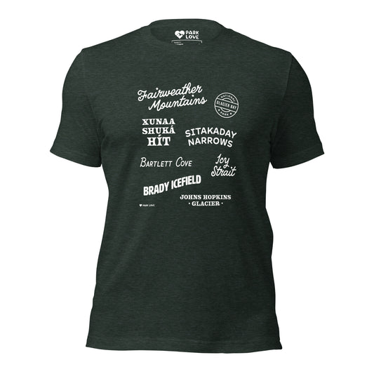 Glacier Bay National Park Destinations Tee Shirt Green