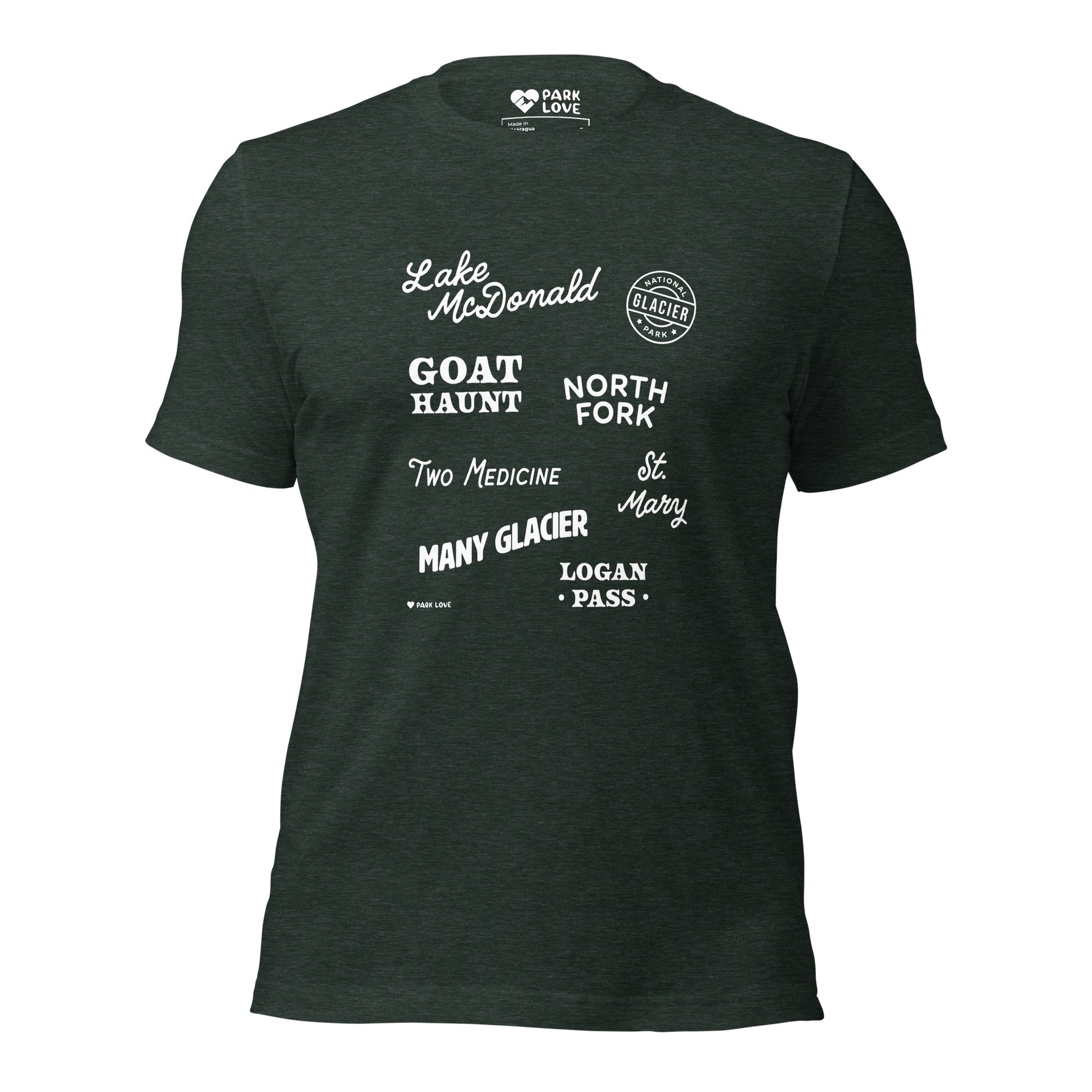 Glacier National Park Destinations Tee Shirt Green