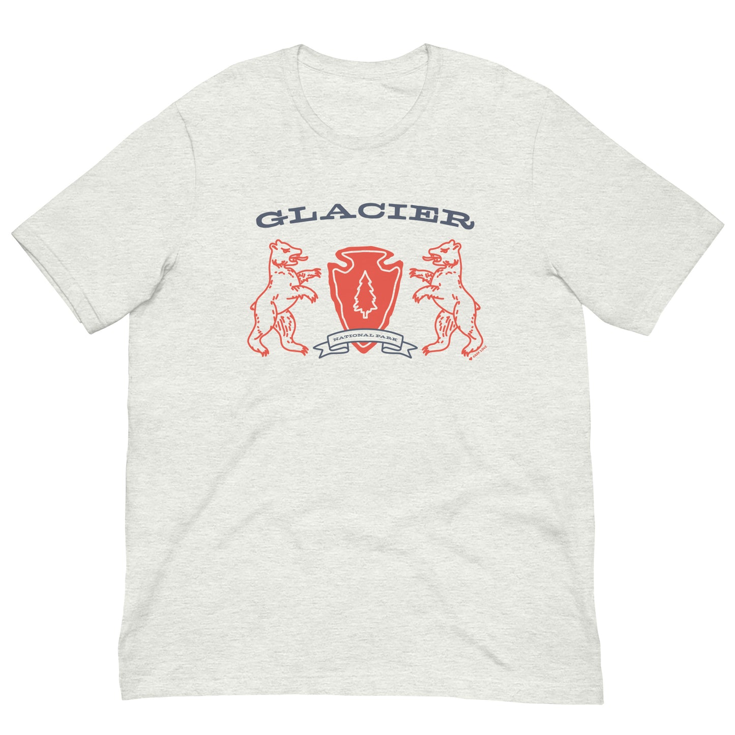 Glacier National Park Heraldry Arrowhead Tee Shirt Gray