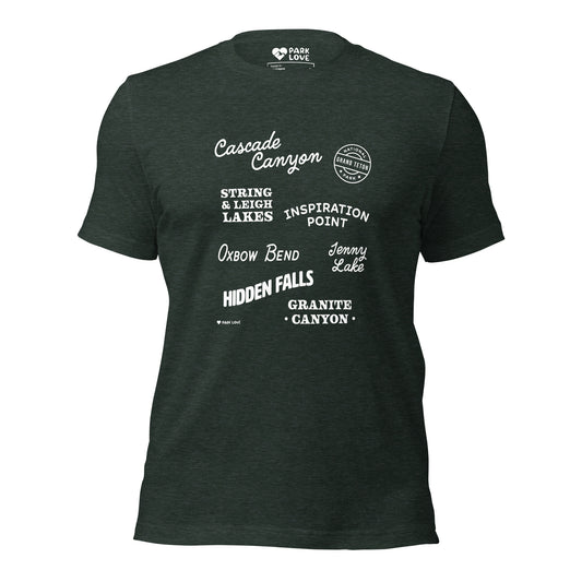 Grand Teton National Park Destinations Tee Shirt Green