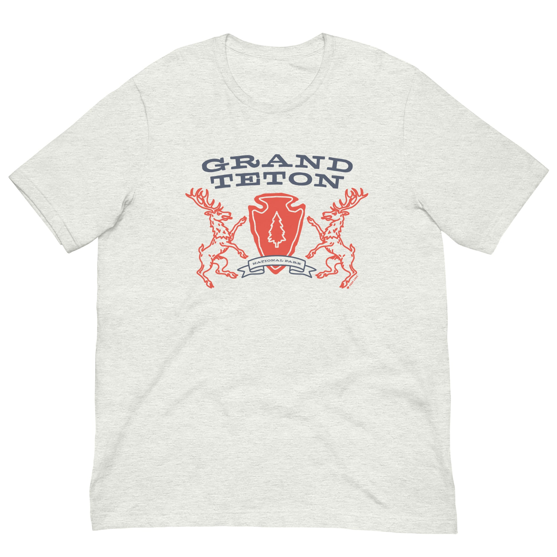 Grand Teton National Park Heraldry Arrowhead Tee Shirt Gray