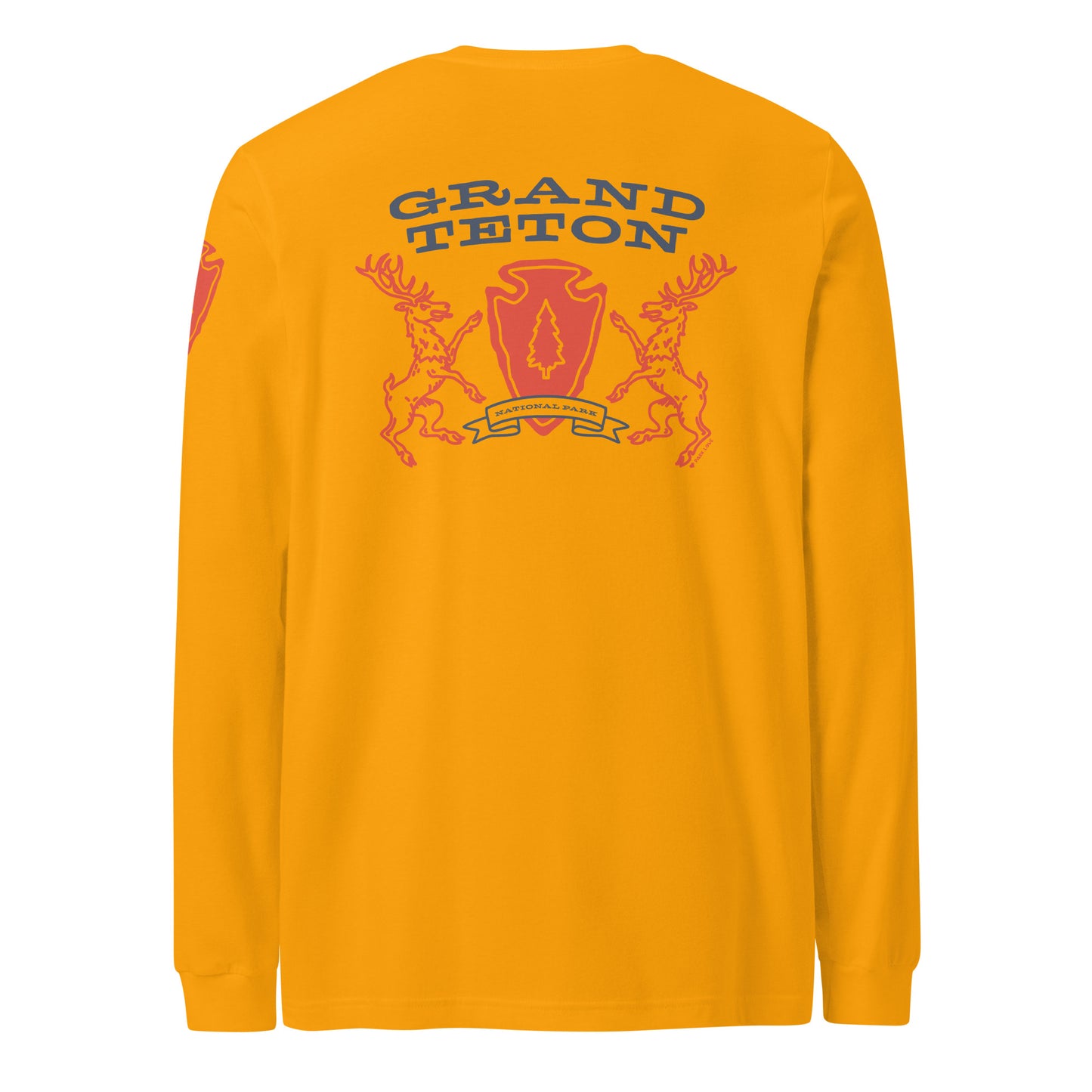 Grand Teton National Park Heraldry Long Sleeve Shirt Gold Back
