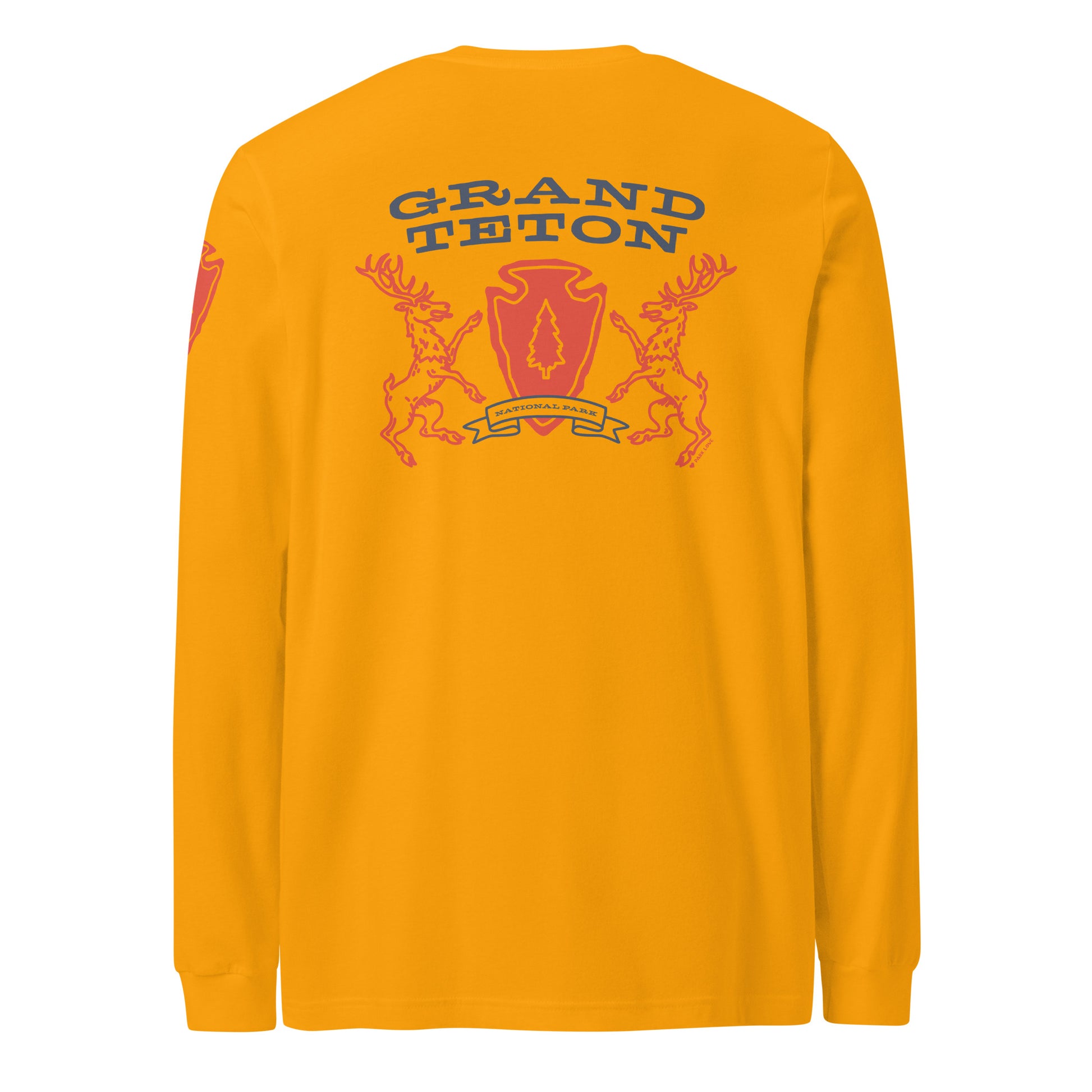 Grand Teton National Park Heraldry Long Sleeve Shirt Gold Back