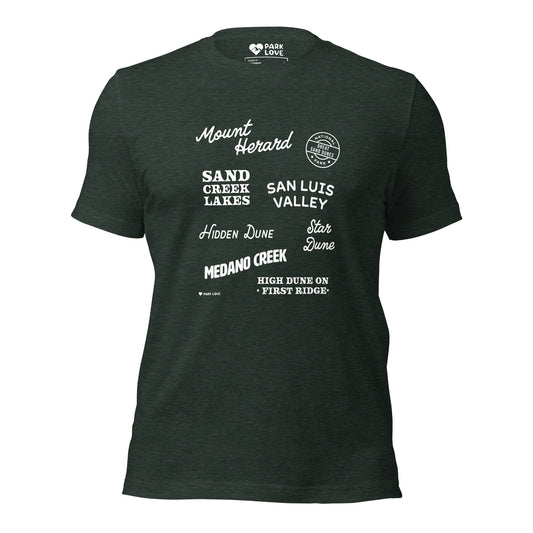 Great Sand Dunes National Park Destinations Tee Shirt Green