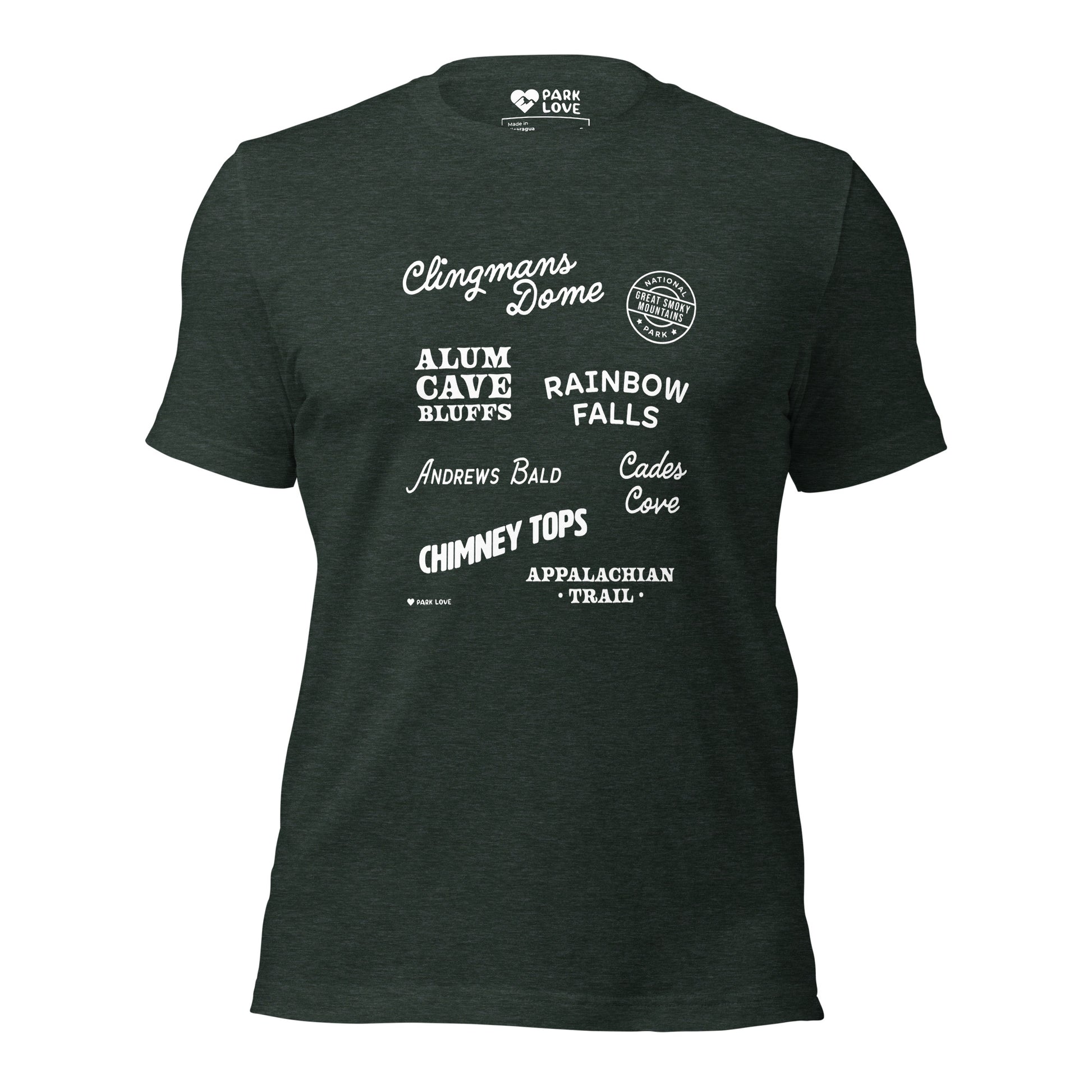 Great Smoky Mountains National Park Destinations Tee Shirt Green