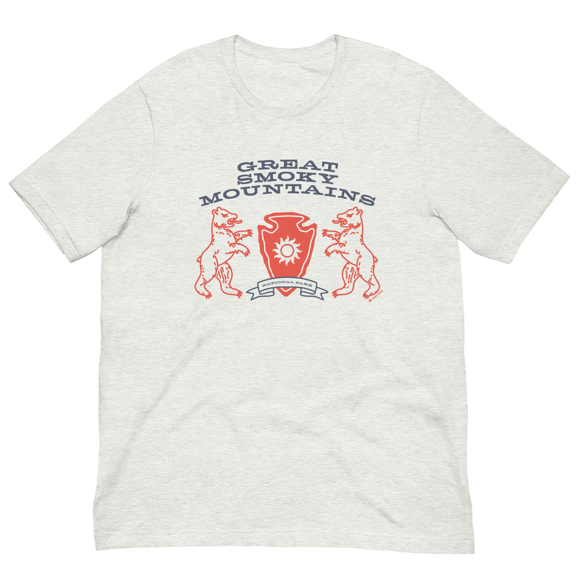 Great Smoky Mountains National Park Heraldry Arrowhead Tee Shirt Gray