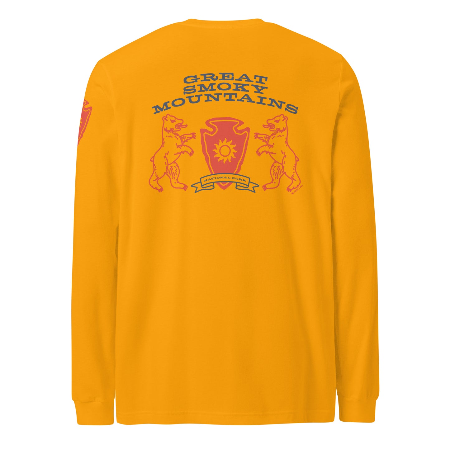 Great Smoky Mountains National Park Heraldry Long Sleeve Shirt Gold Back