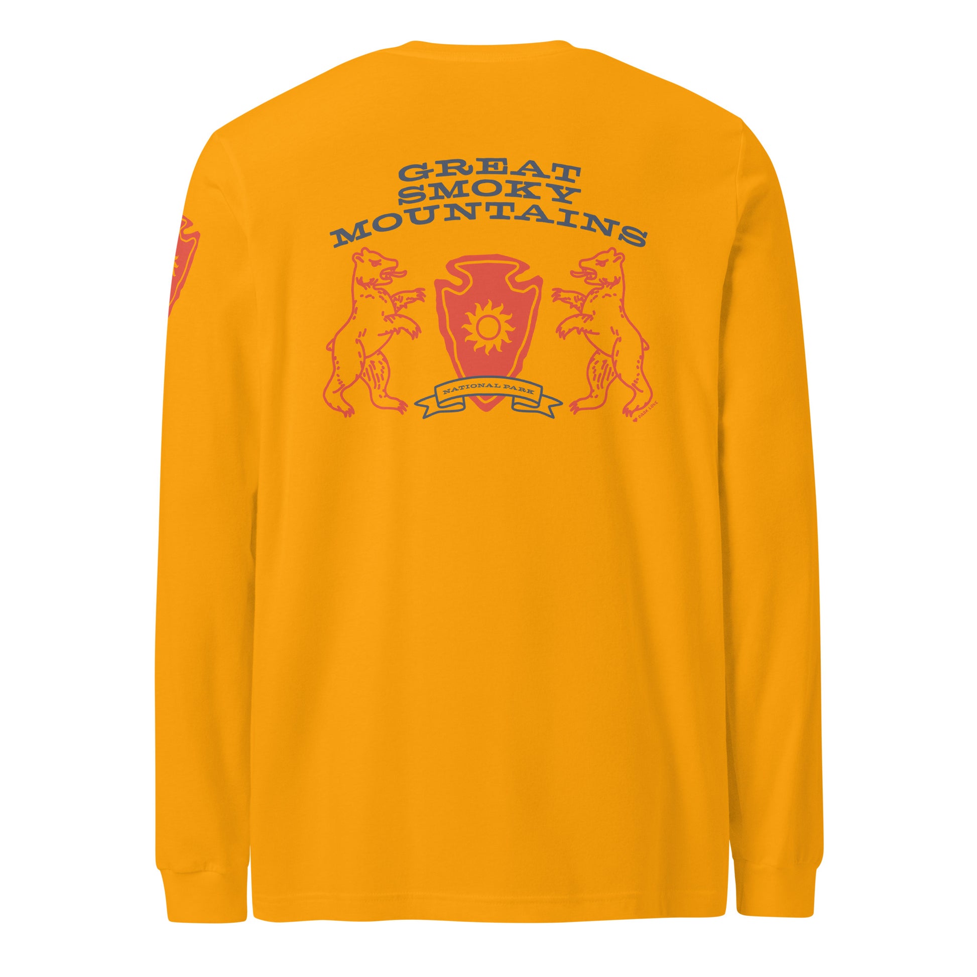 Great Smoky Mountains National Park Heraldry Long Sleeve Shirt Gold Back