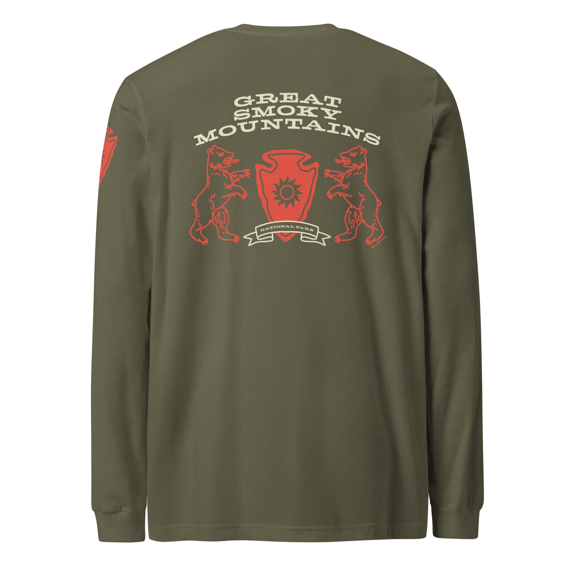 Great Smoky Mountains National Park Heraldry Long Sleeve Shirt Green Back