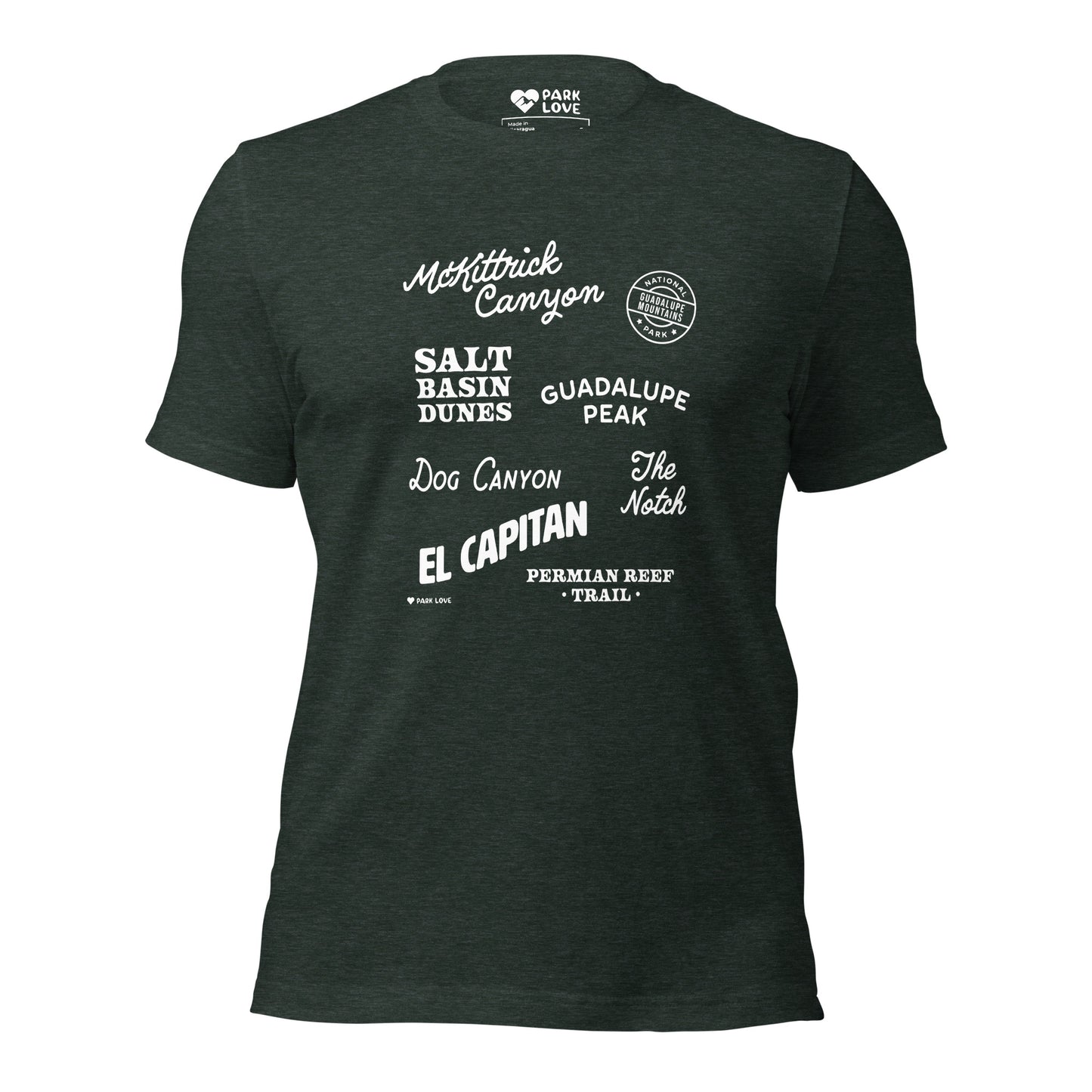 Guadalupe Mountains National Park Destinations Tee Shirt Green