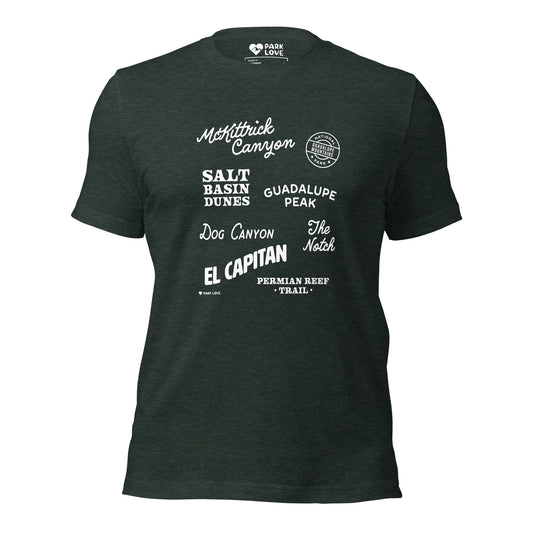 Guadalupe Mountains National Park Destinations Tee Shirt Green