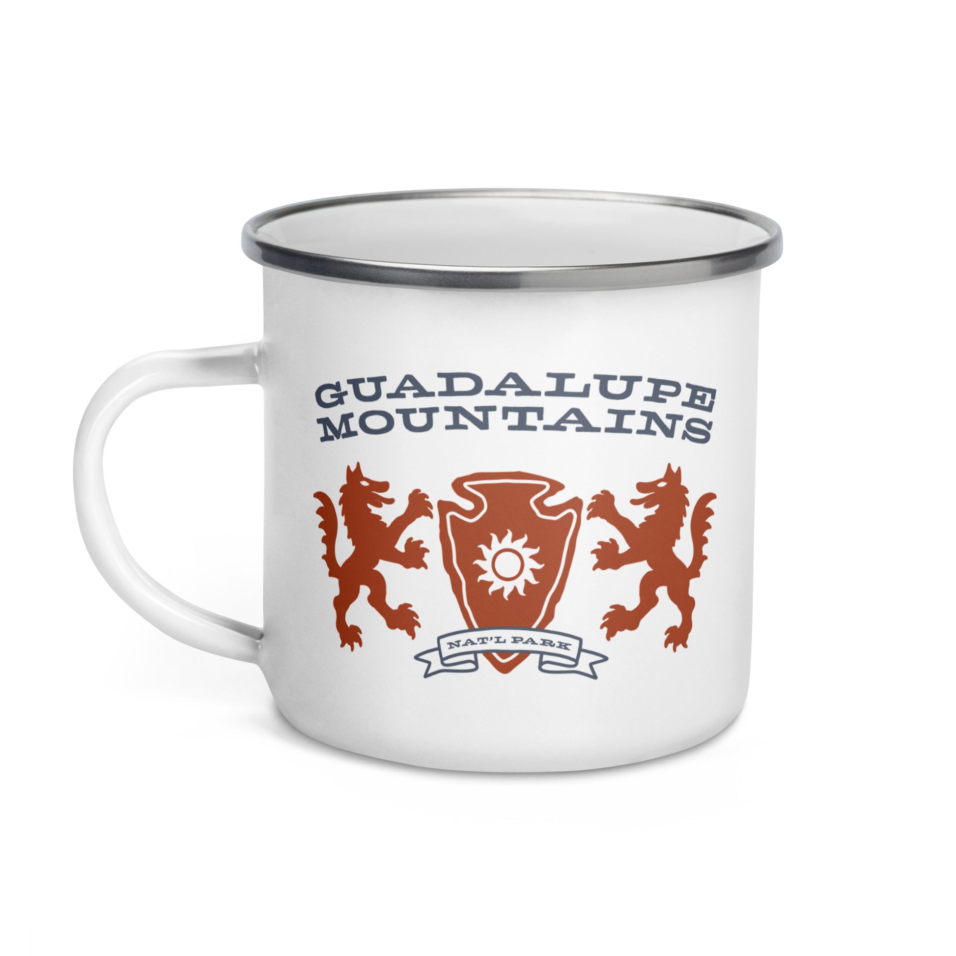 Guadalupe Mountains National Park Heraldry Enamel Camp Mug Front