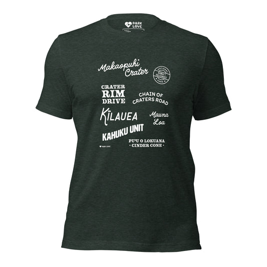 Hawaii Volcanoes National Park Destinations Tee Shirt Green