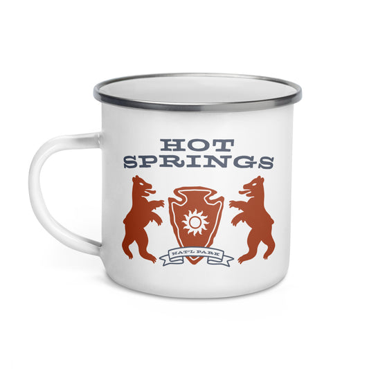 Hot Springs National Park Heraldry Enamel Camp Mug Front