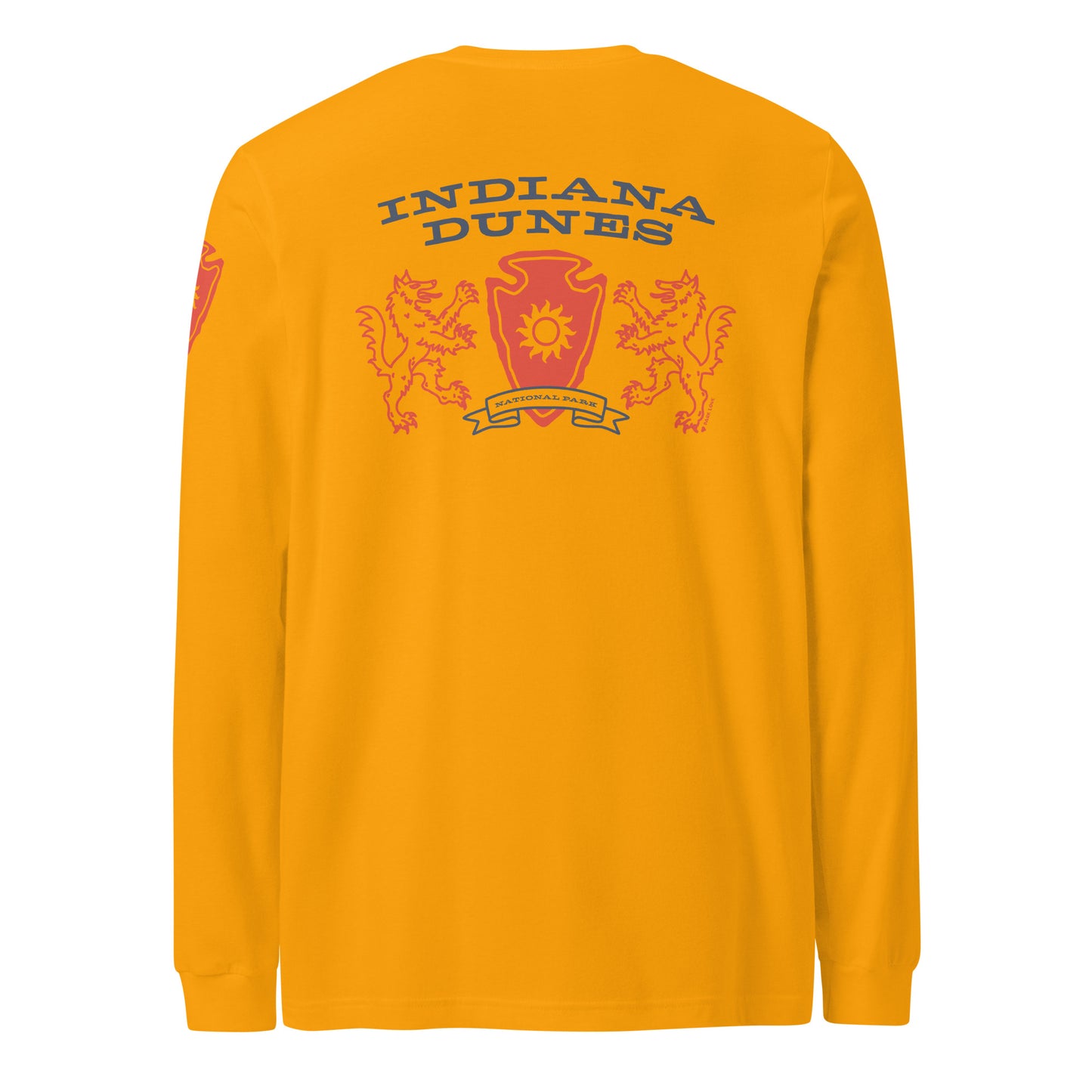 Indiana Dunes National Park Heraldry Long Sleeve Shirt Gold Back