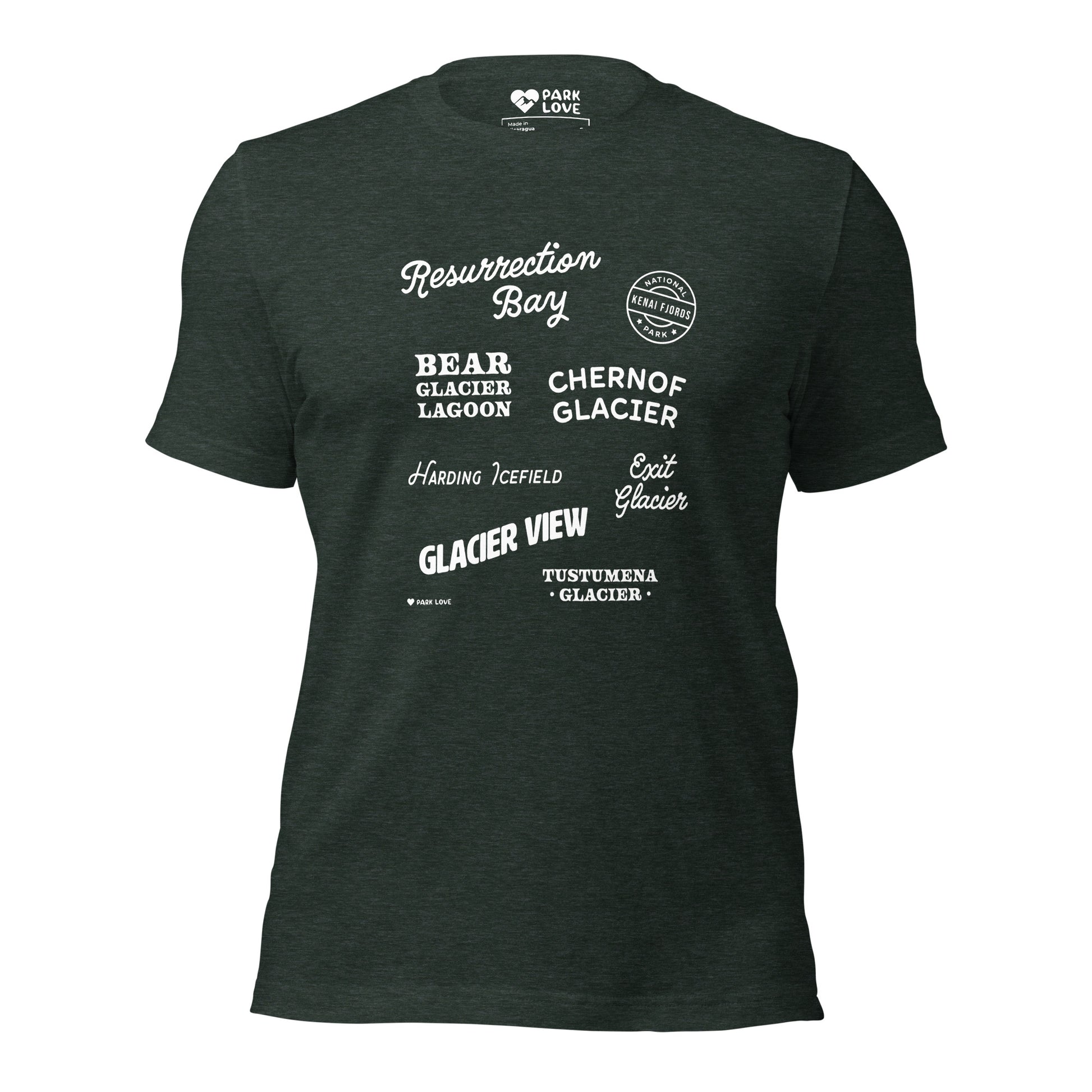 Kenai Fjords National Park Destinations Tee Shirt Green