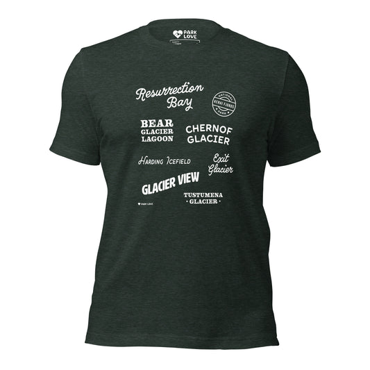 Kenai Fjords National Park Destinations Tee Shirt Green