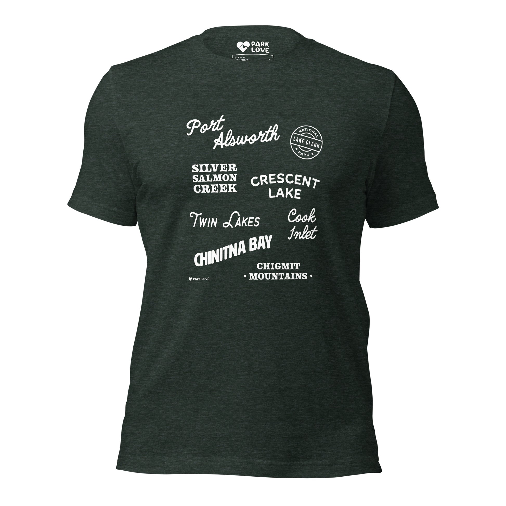 Lake Clark National Park Destinations Tee Shirt Green