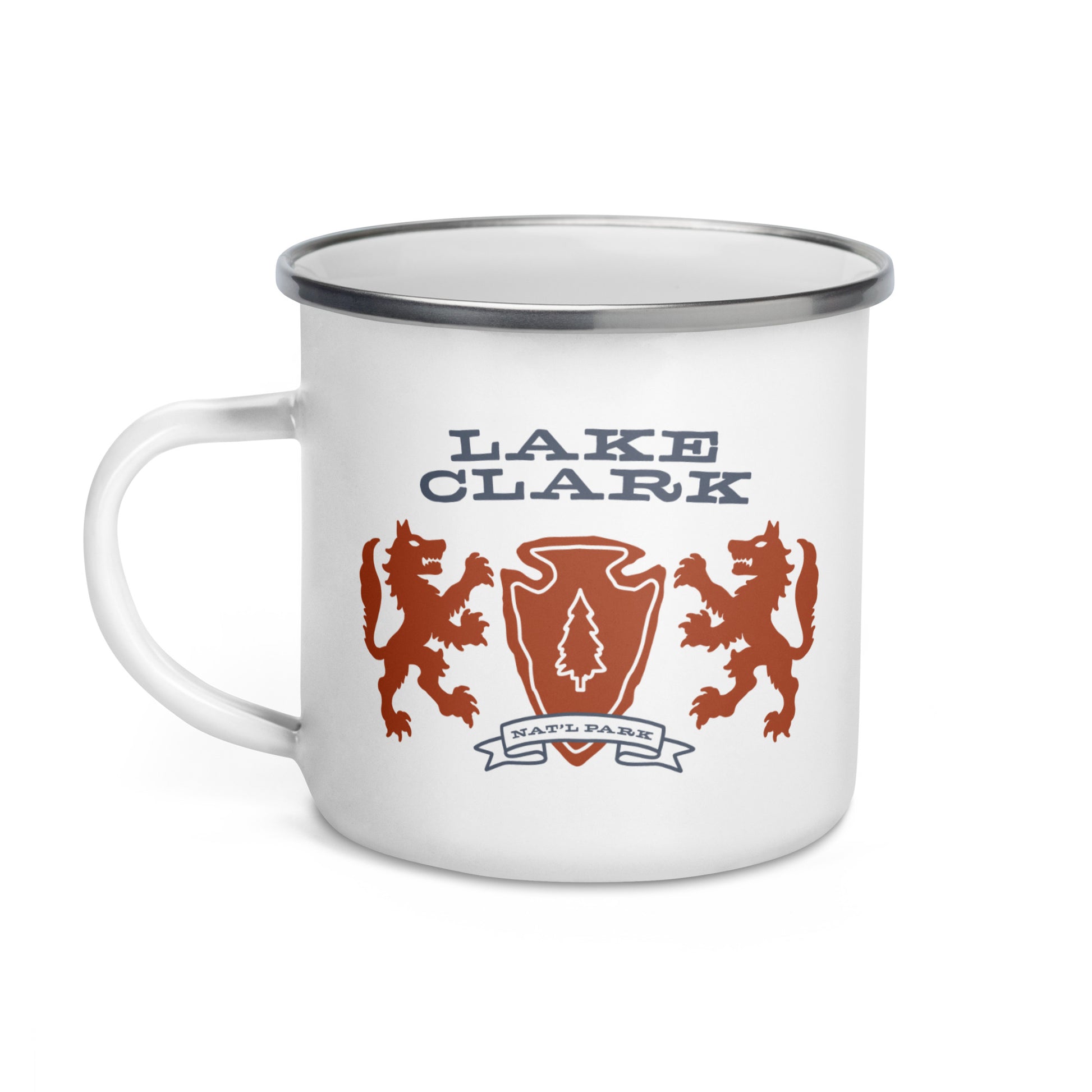 Lake Clark National Park Heraldry Enamel Camp Mug Front