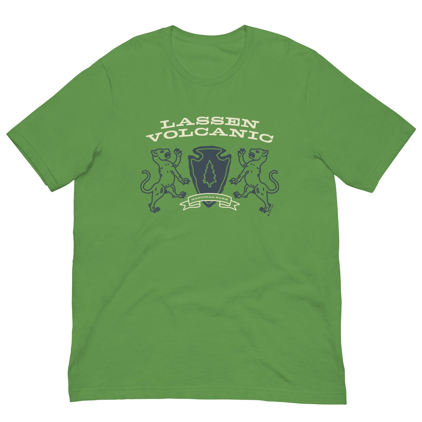 Lassen Volcanic National Park Heraldry Arrowhead Tee Shirt Green