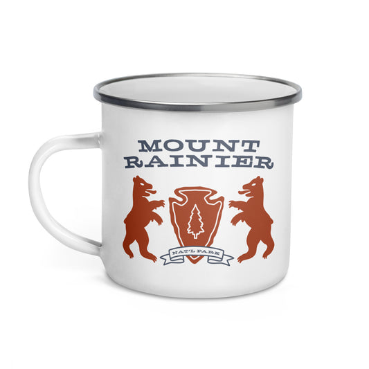 Mount Rainier National Park Heraldry Enamel Camp Mug Front
